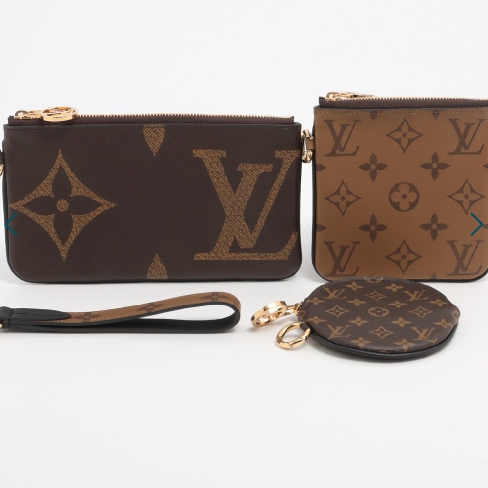 Louis Vuitton Brown and Tan Monogram Wristlet Trio - Picture 1 of 8